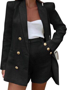 Cicy Bell Two Piece Tweed Blazer and Short Set, Sz. L